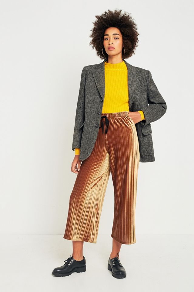 Light Before Dark Gold Velvet Plisse Trousers #3