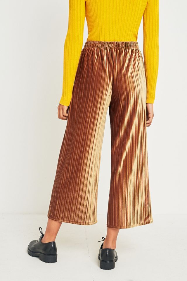 Light Before Dark Gold Velvet Plisse Trousers #4