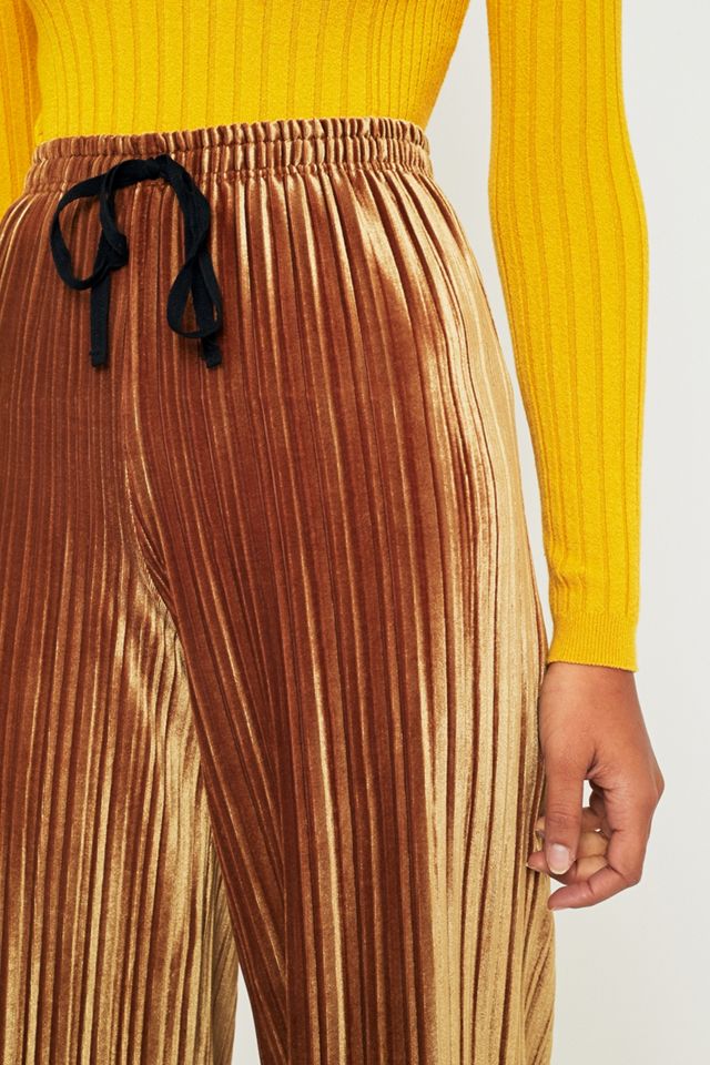 Light Before Dark Gold Velvet Plisse Trousers #5