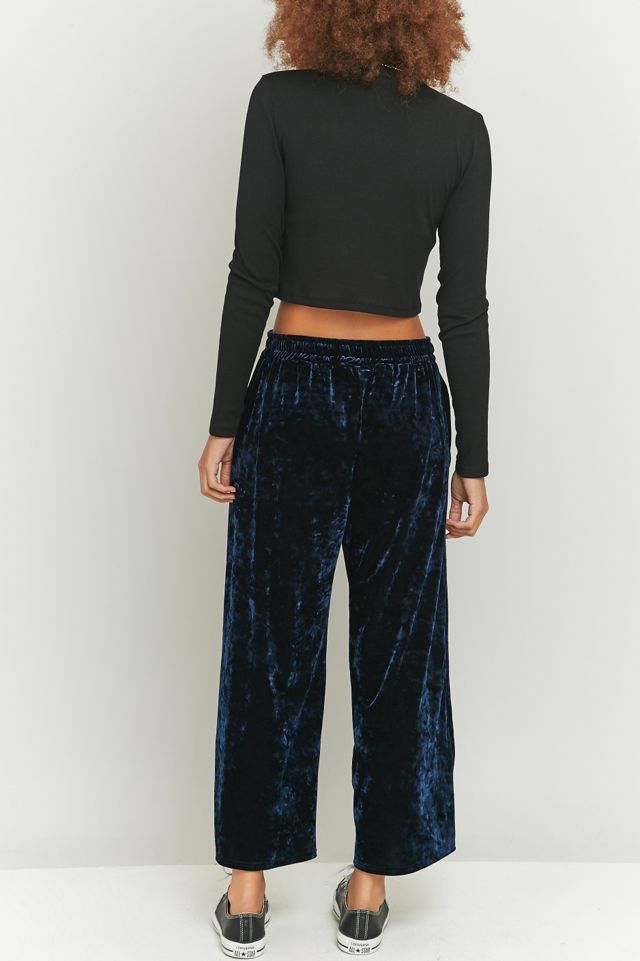 Light Before Dark Crushed Navy Velvet Culottes #3