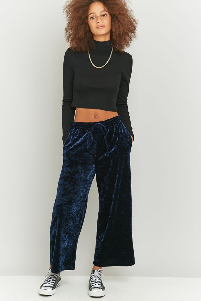 Light Before Dark Crushed Navy Velvet Culottes #4