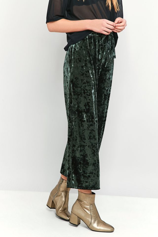 Light Before Dark Crushed Green Velvet Culottes #1