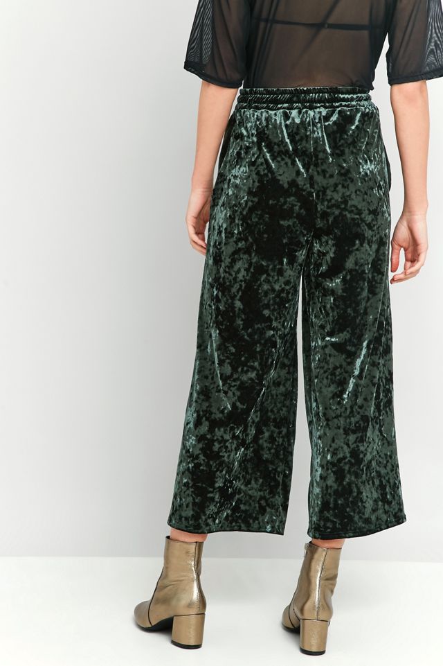 Light Before Dark Crushed Green Velvet Culottes #3