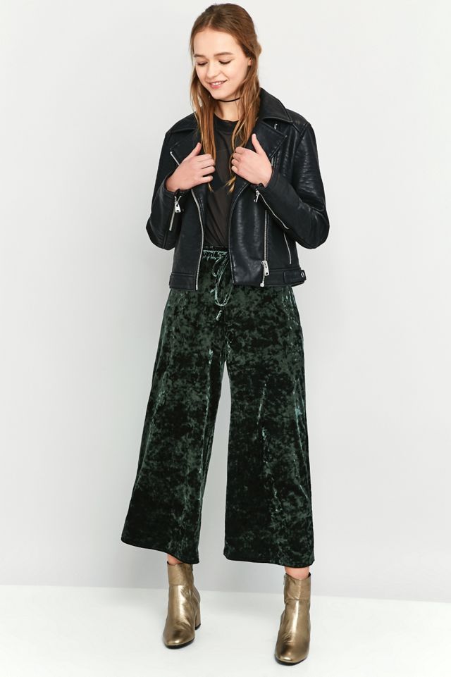 Light Before Dark Crushed Green Velvet Culottes #4