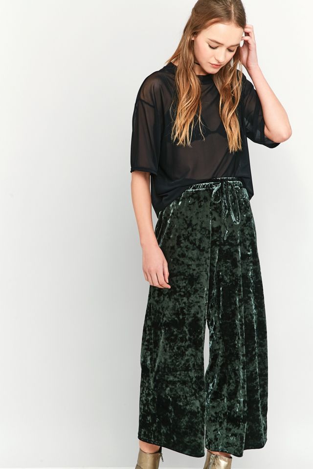 Light Before Dark Crushed Green Velvet Culottes #5