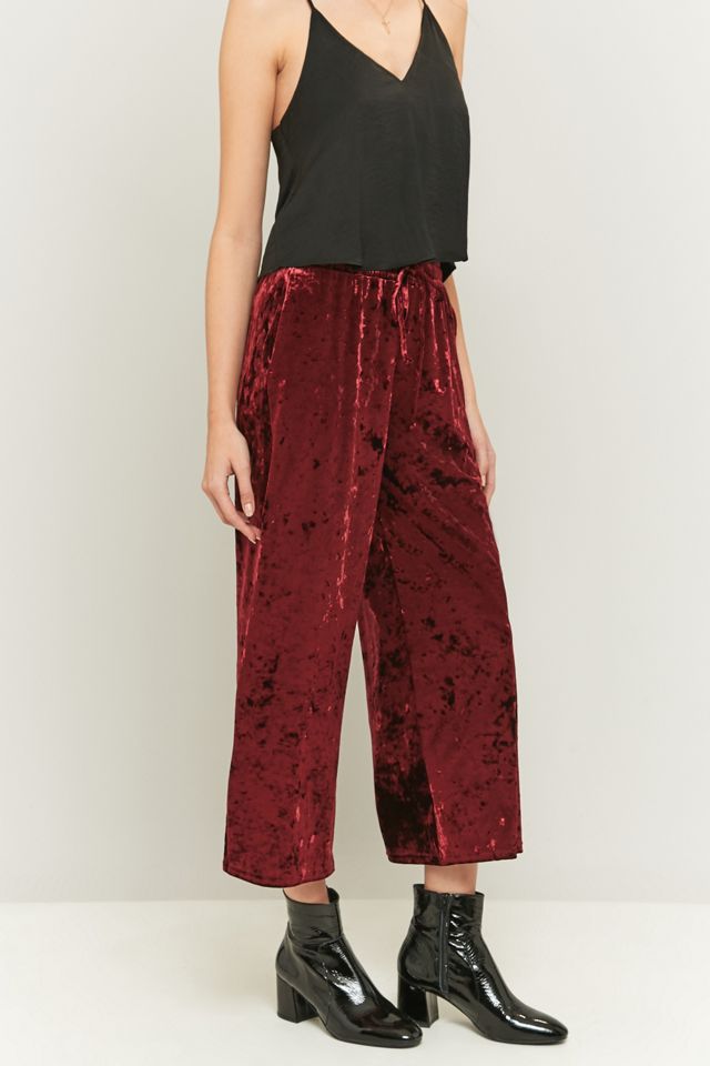 Light Before Dark Crushed Maroon Velvet Culottes #1