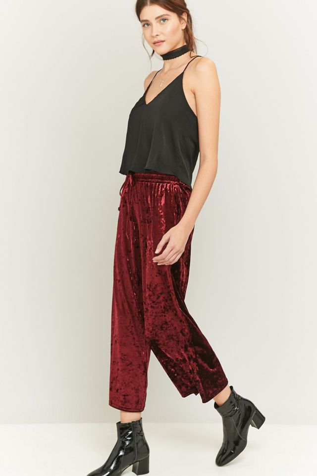 Light Before Dark Crushed Maroon Velvet Culottes #4