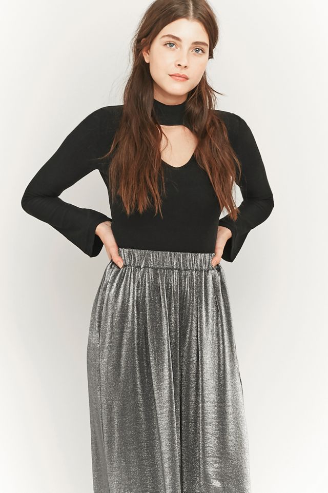 Light Before Dark Silver Shimmer Palazzo Trousers #5