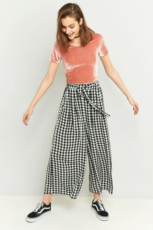 Light Before Dark Black Gingham Wide Leg Culottes #4