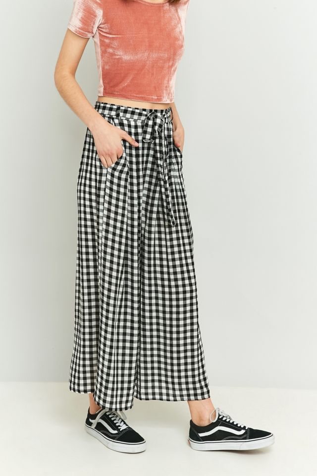Light Before Dark Black Gingham Wide Leg Culottes #5
