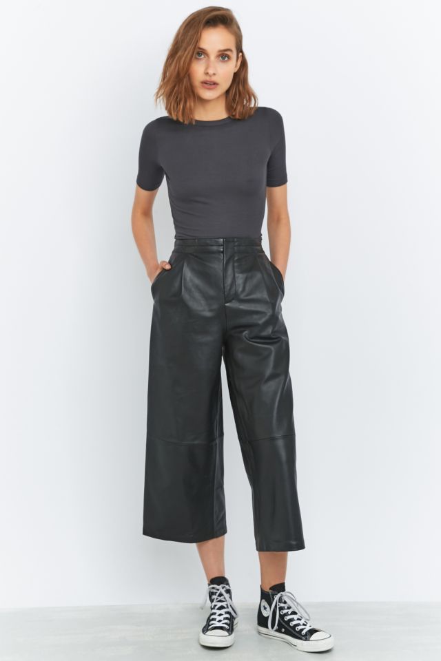 Jupe culotte en cuir hot sale