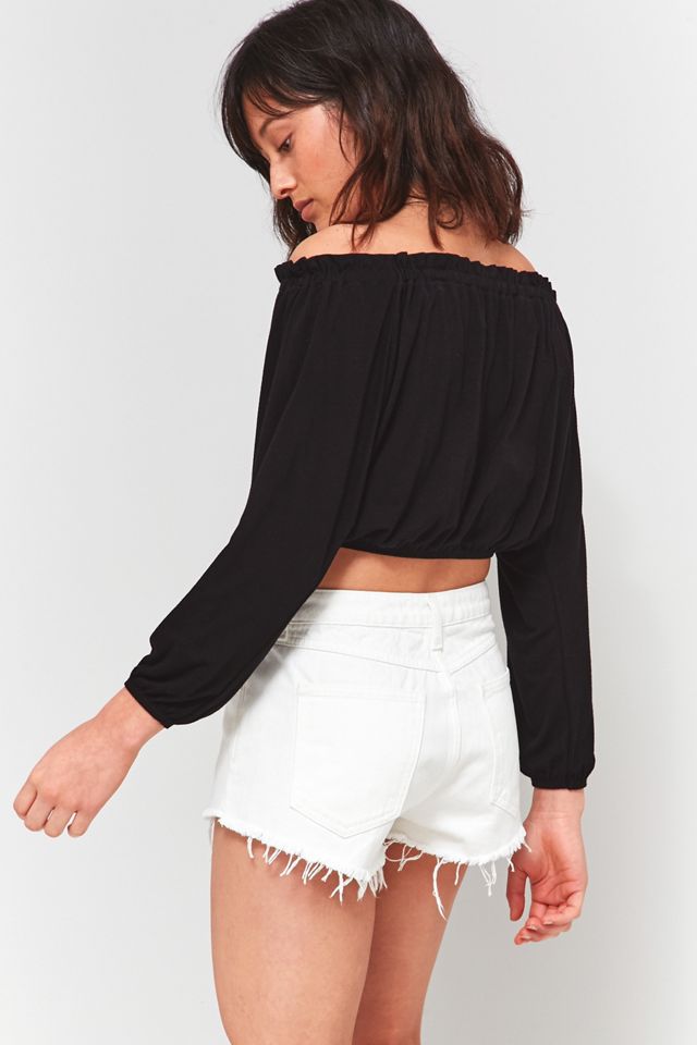 BDG Cheeky White Raw Hem Denim Shorts #5