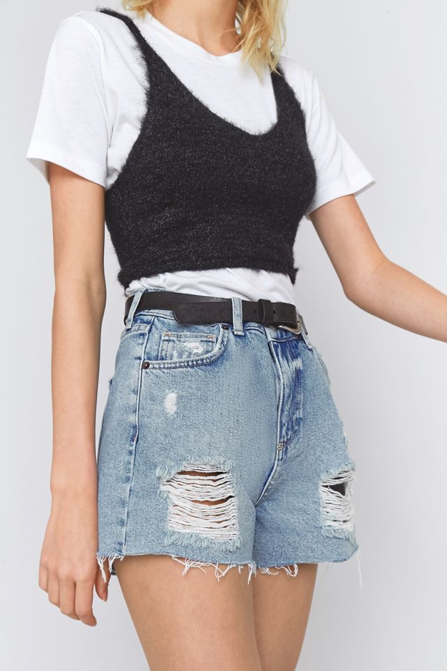 BDG High-Rise Destroyed Denim Mom Shorts #5
