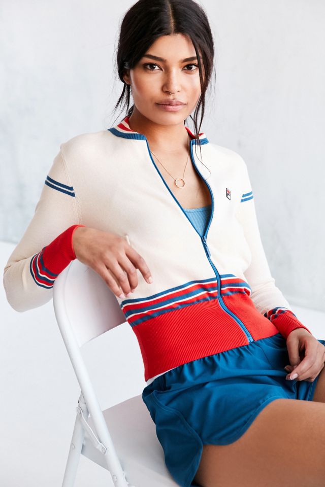 UO Exclusive Fila Ribbed Trim Zip-Cardigan Rosa  #2