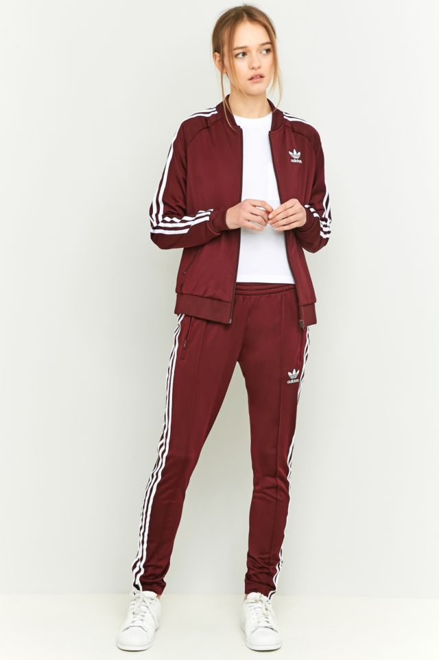 adidas Originals Trainingshose in Weinrot mit 3 Streifen Styling