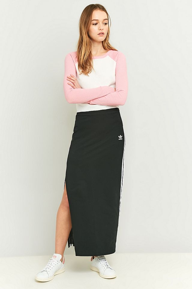 adidas Originals 3 Stripe Black Maxi Skirt | Urban Outfitters UK