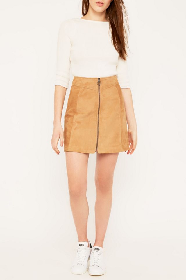 Selected Femme Lusy Camel Suede Skirt #1