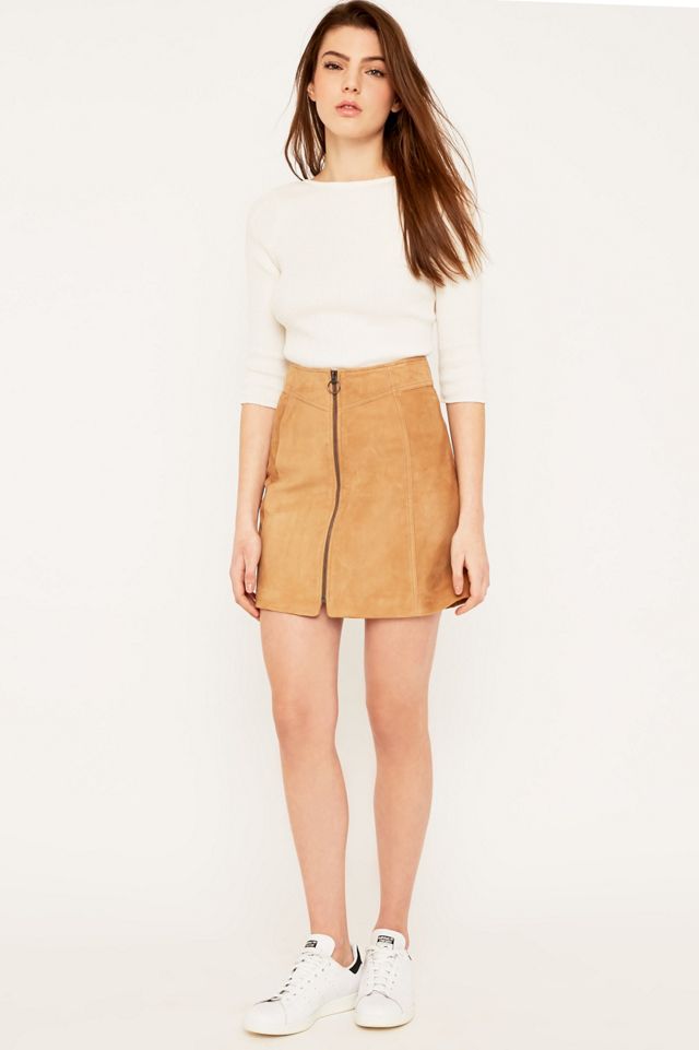 Selected Femme Lusy Camel Suede Skirt #4