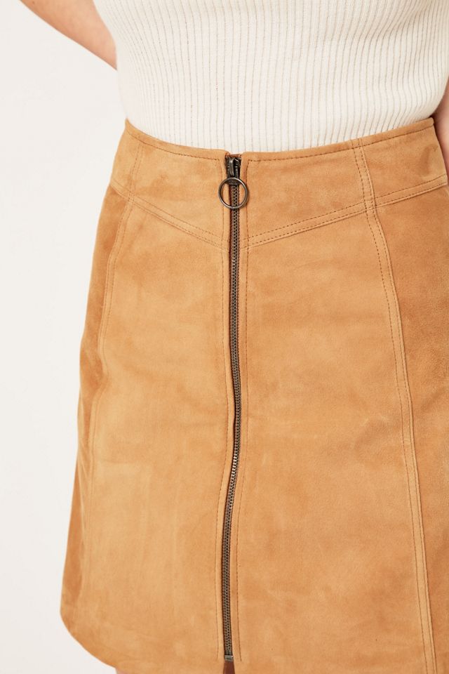 Selected Femme Lusy Camel Suede Skirt #5