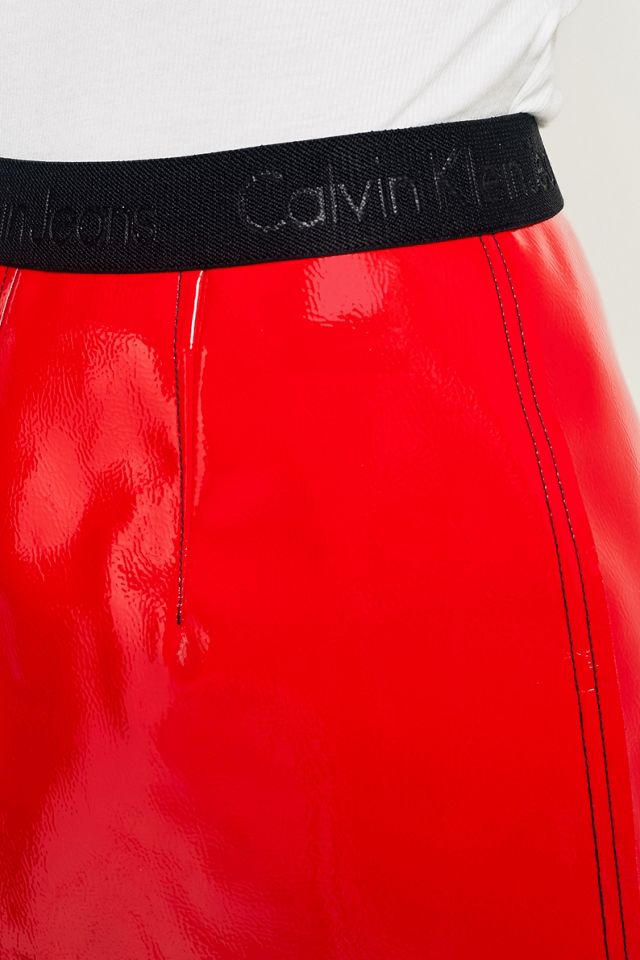 Calvin Klein Kiti Red Vinyl Skirt #5