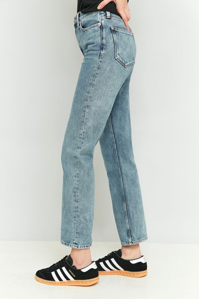 Calvin Klein Jeans a vita alta blu con gamba dritta tagliata #1