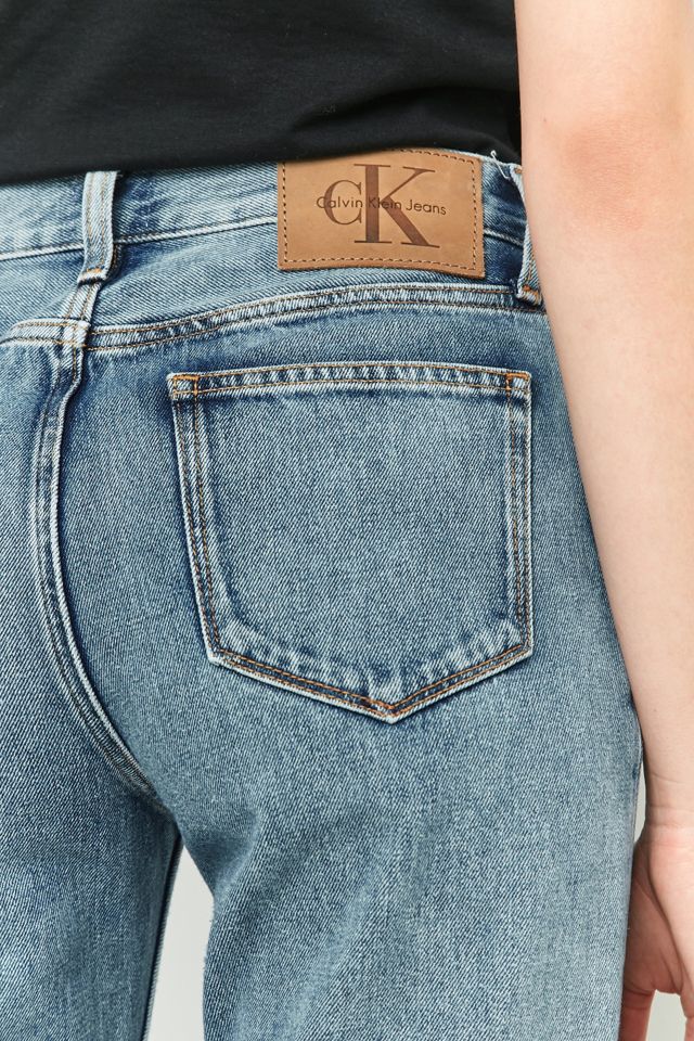 Calvin Klein Jeans a vita alta blu con gamba dritta tagliata #5