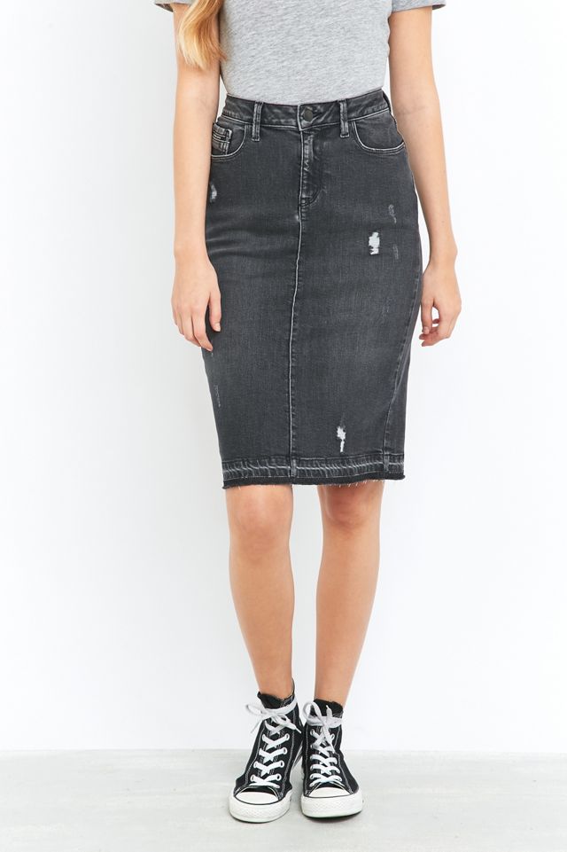 Calvin Klein Jeans Black Denim Pencil Midi Skirt #1