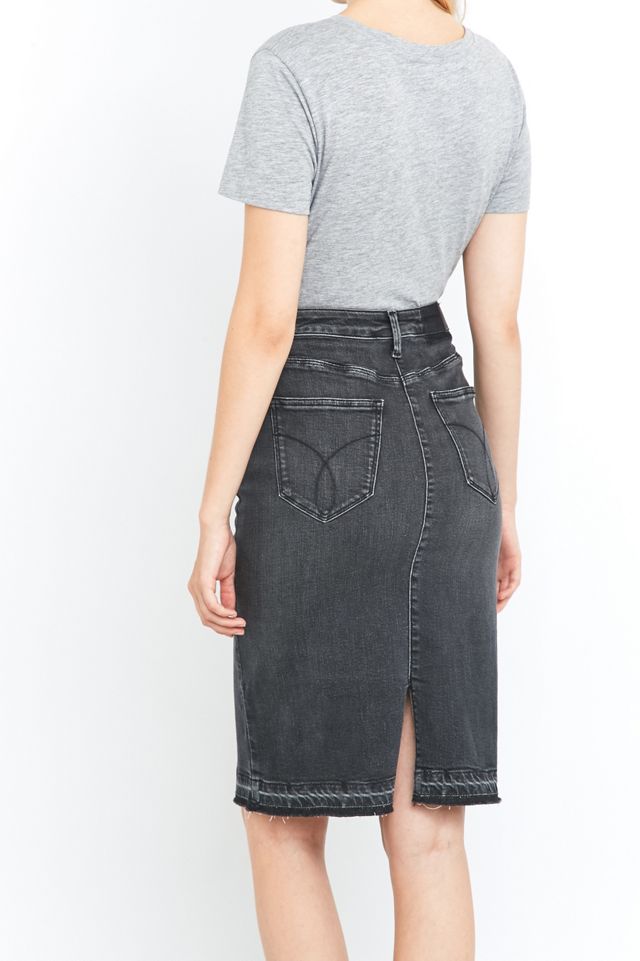 Calvin Klein Jeans Black Denim Pencil Midi Skirt #3