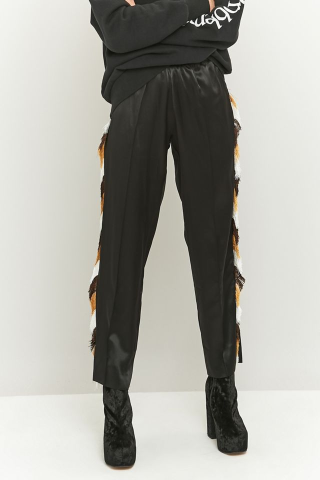 Aries Black Silk Fringe Tracksuit Bottoms #1