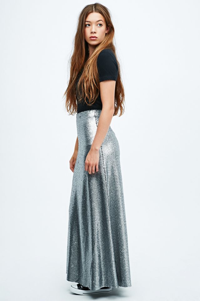 Black & Silver French Ostrich Sequin Skirt