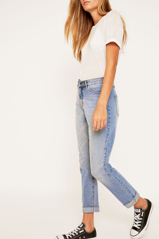 Lunes barato Donna Mid Blue Straight Leg Jeans #4