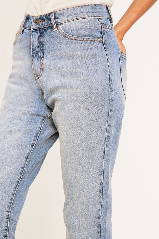 Lunes barato Donna Mid Blue Straight Leg Jeans #5