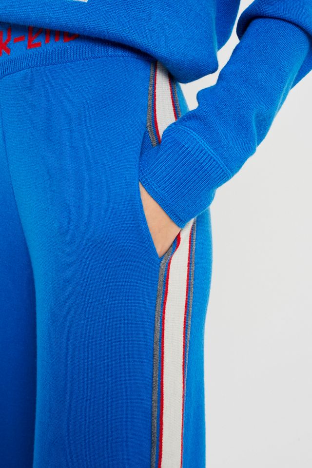 J.won Le Weekend French Blue Knit Wide Leg Track Pants | Urban ...