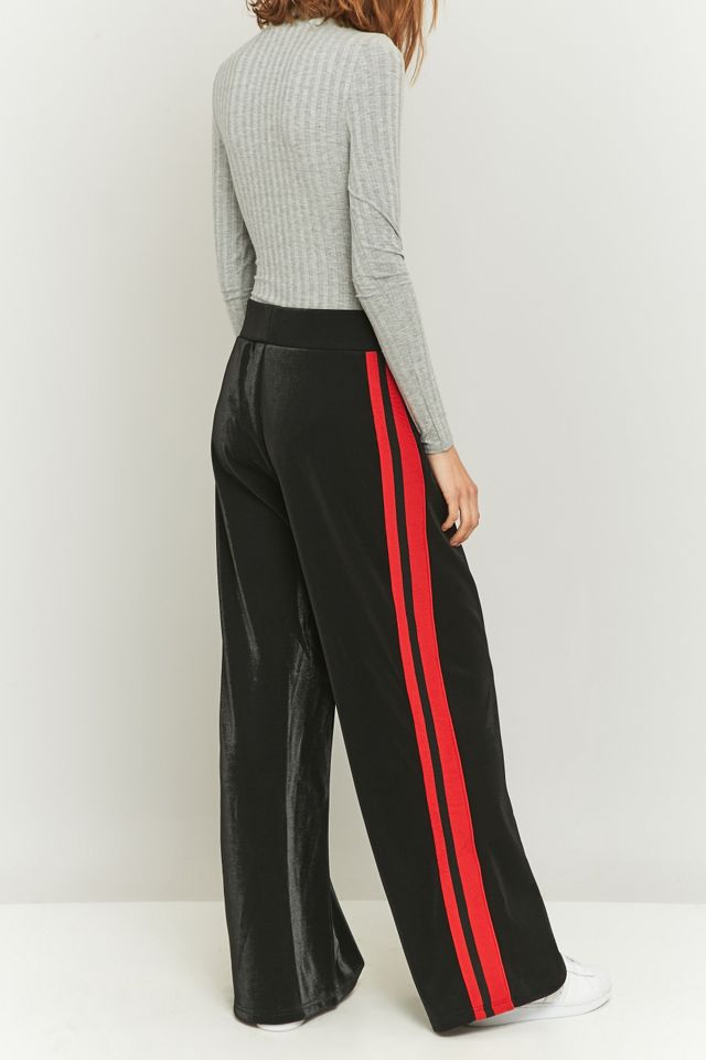 Barato lunes competir pierna ancha pantalones negros a rayas #1