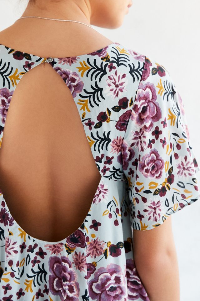 Kimchi Blue - Robe dos nu et manches évasées motif fleurs bleue #2