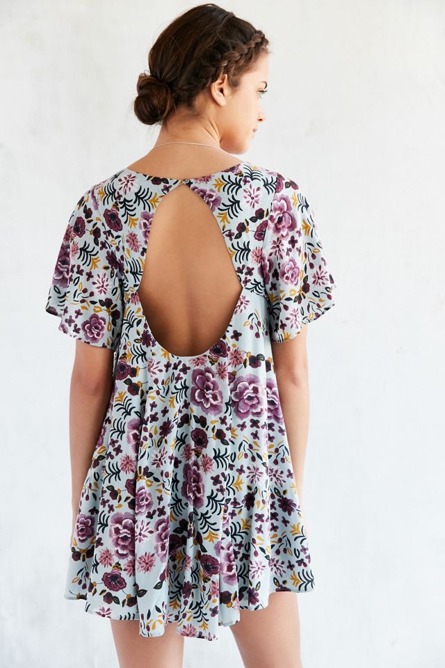 Kimchi Blue - Robe dos nu et manches évasées motif fleurs bleue #3