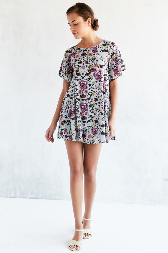Kimchi Blue - Robe dos nu et manches évasées motif fleurs bleue #4