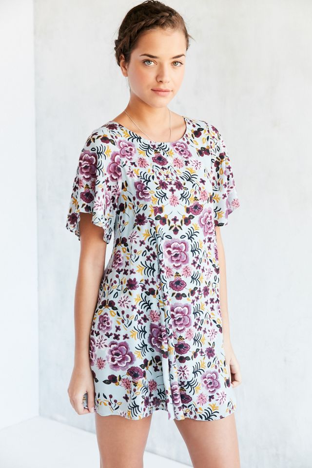Kimchi Blue - Robe dos nu et manches évasées motif fleurs bleue #5