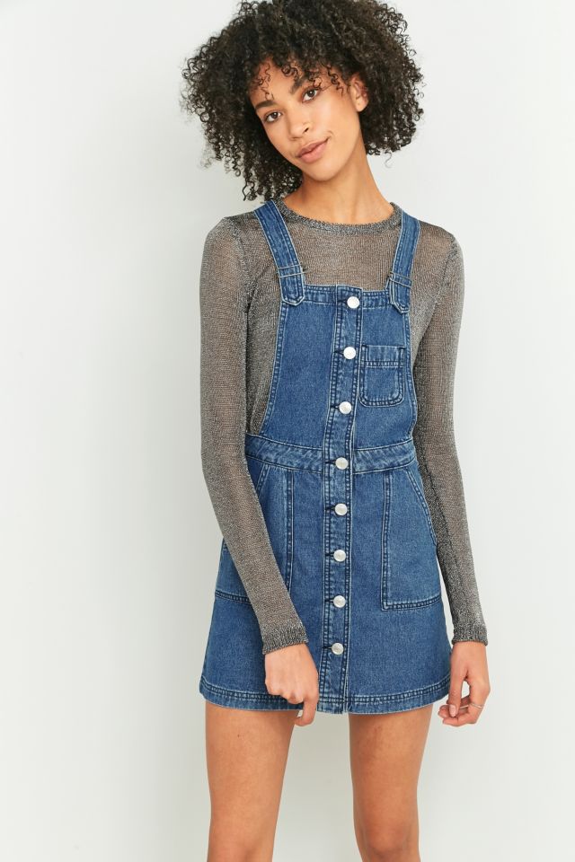 BDG Button-Down Blue Denim Pinafore Dress | Urban Outfitters UK