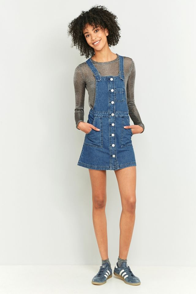 urban outfitters denim pinafore dress BDG Button-Down Blue Denim Pinafore Dress