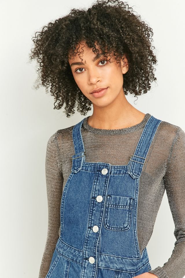 urban outfitters denim pinafore dress Urban Outfitters + Natasha Denim Open-Back Pinafore Dress