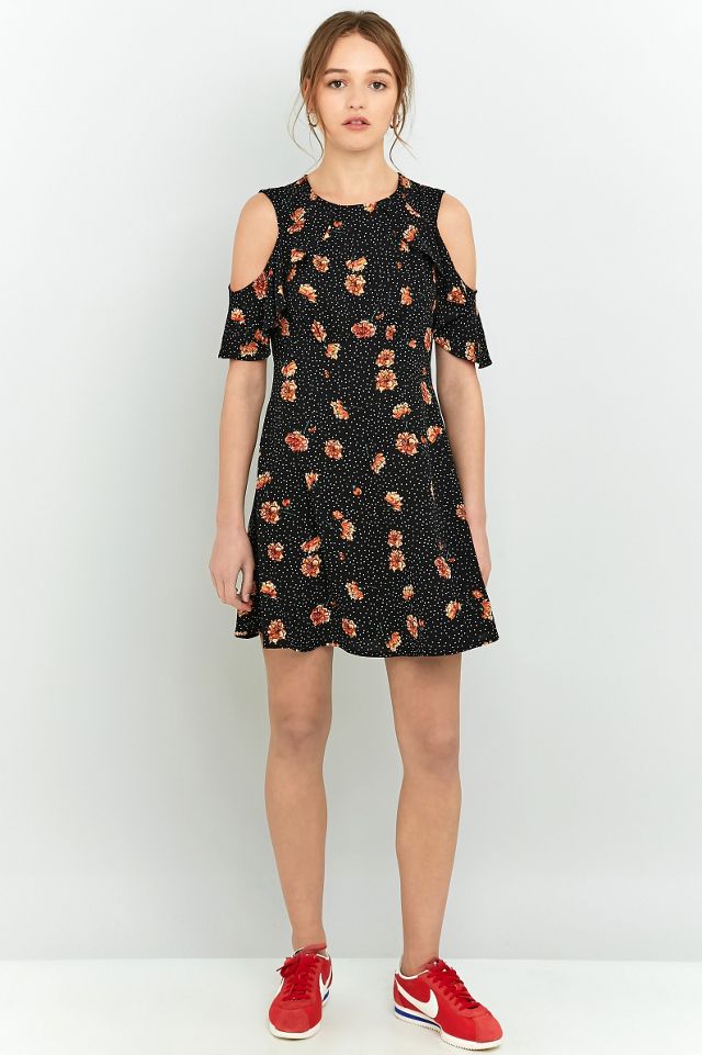 Pins & Needles Floral Cold Shoulder Frill Dress #1