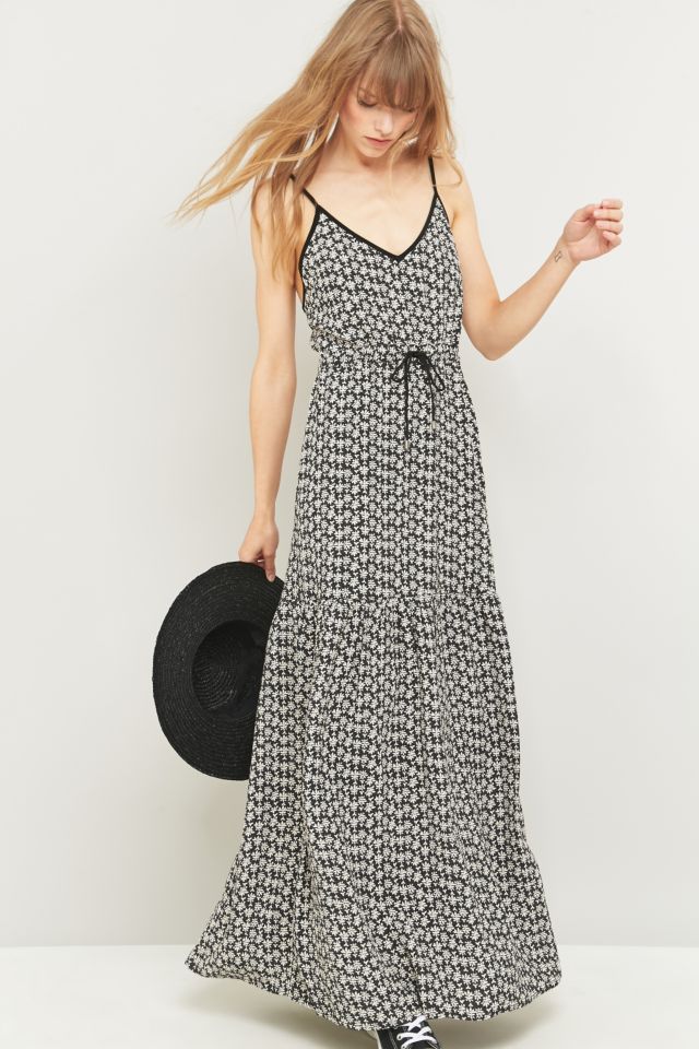 Pins & Needles Tiered Black and White Maxi Dress | Urban Outfitters UK