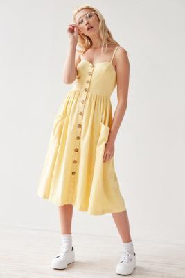 Urban Outfitters Emilia Linen Button-Down Midi Dress | Urban Outfitters UK