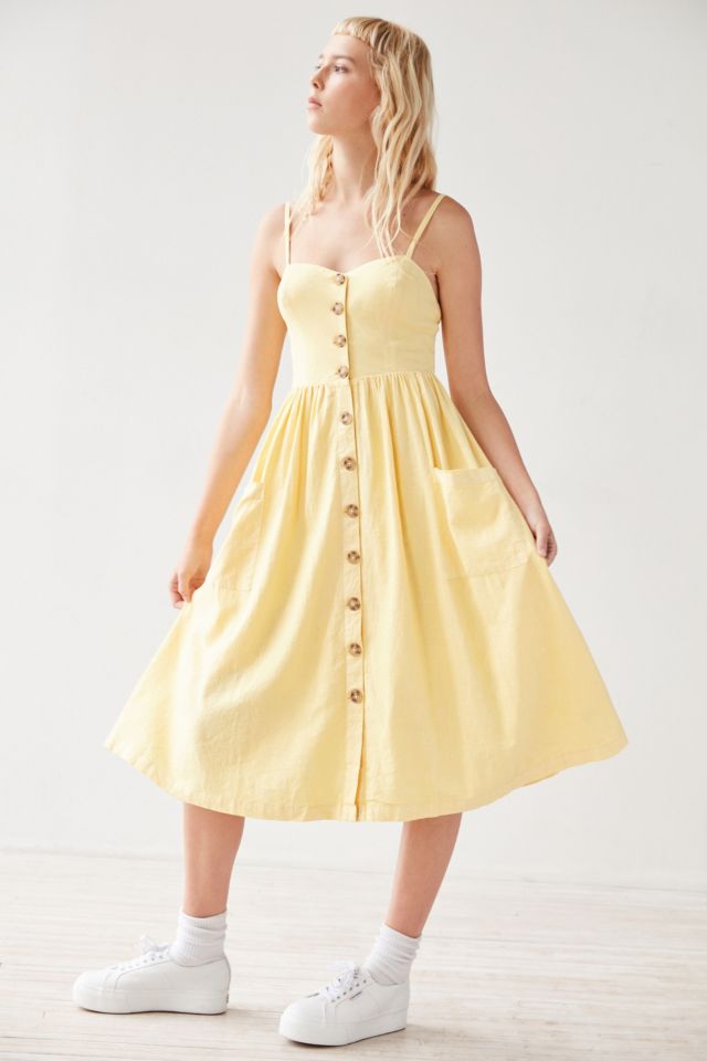 Urban Outfitters Emilia Linen Button Down Midi Dress