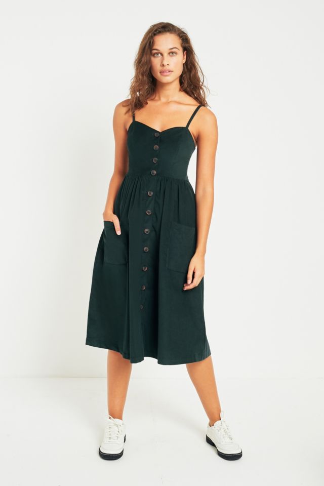 UO Emilia Corduroy Button Down Midi Dress Urban Outfitters UK
