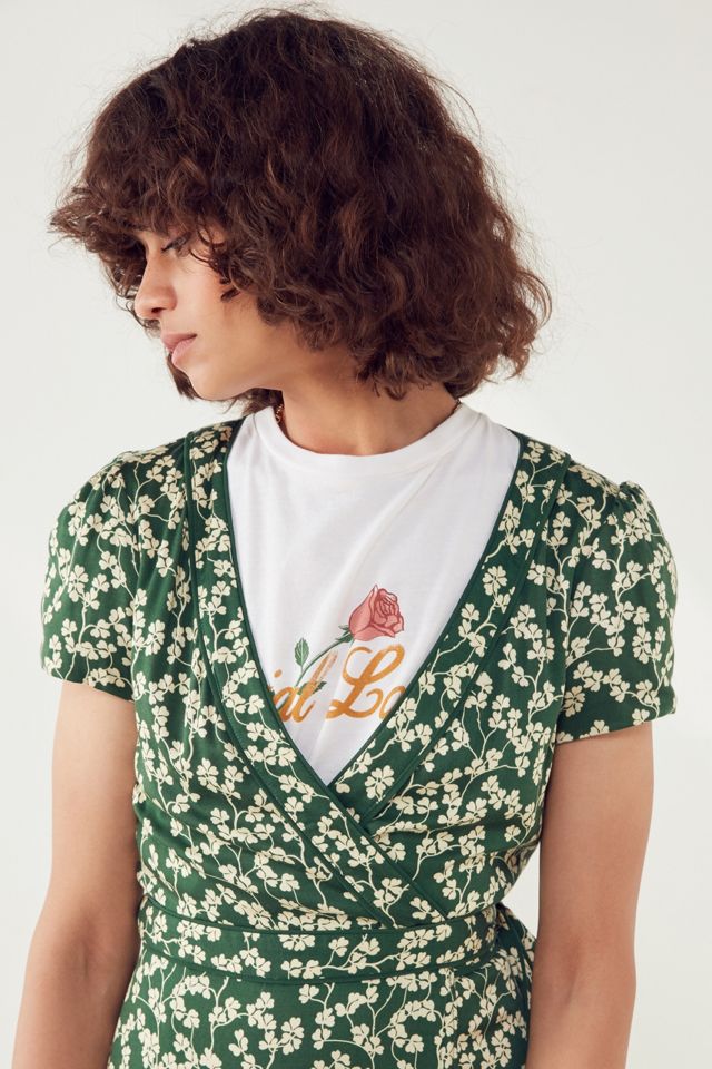 Kimchi Blue Rita Green Floral Wrap Dress | Urban Outfitters UK