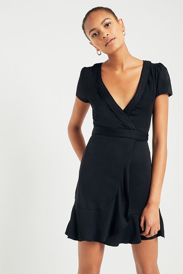 Kimchi Blue Rita Black Wrap Dress | Urban Outfitters UK