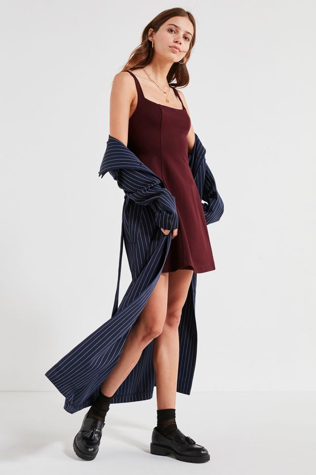 UO Sherrie Maroon Square-Neck Fit e Flare Dress #3