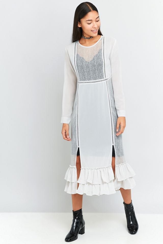 Urban Outfitters Mixed Grey Lace Midi Dress | Urban Outfitters UK